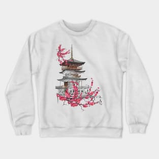 Pagode mit Sakura Crewneck Sweatshirt